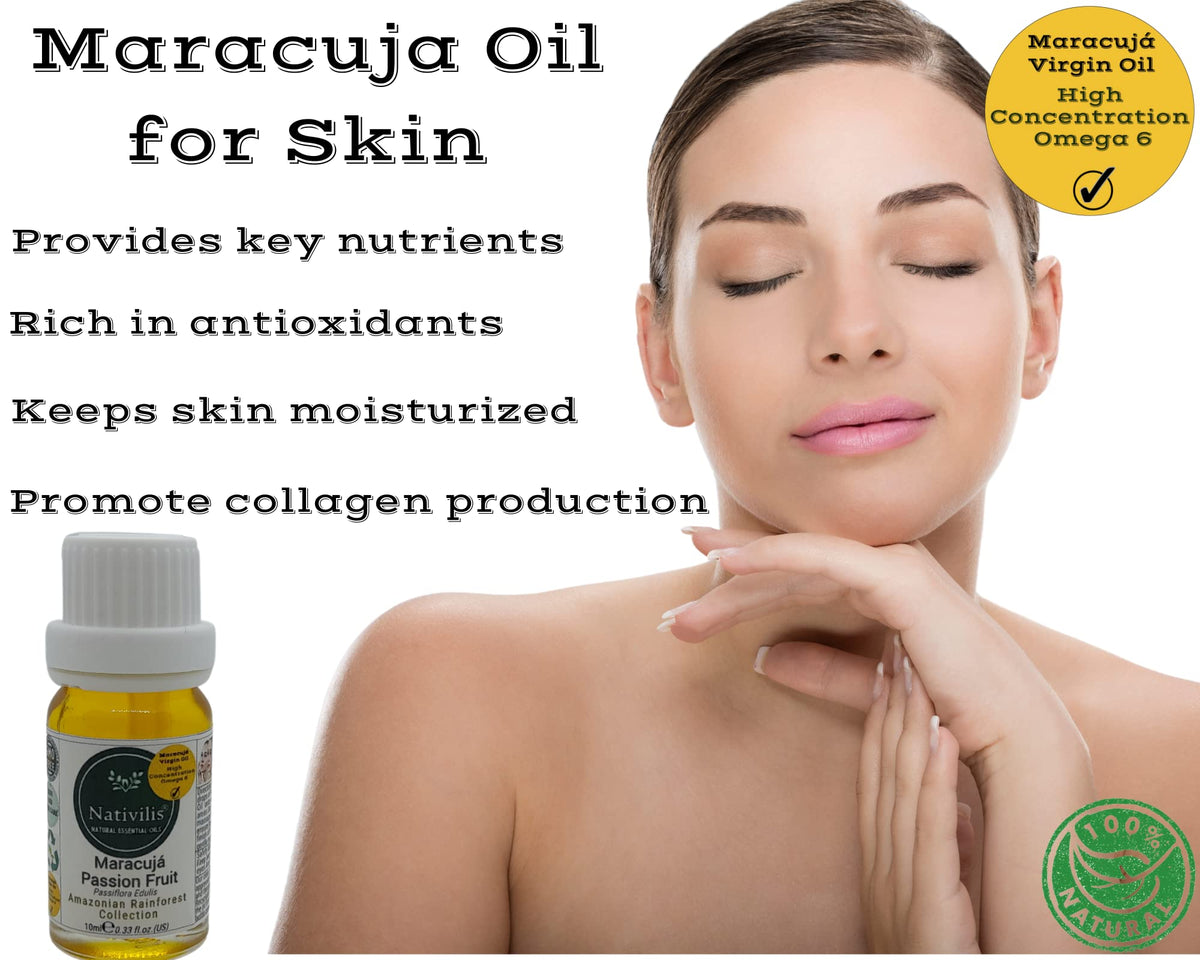 Nativilis Natural Essential Oils Nativilis Virgin Maracuja Passion Fruit Oil - (Passiflora Edulis) - Amazonian Rainforest Collection High Concentration Omega 6 - Sebum Regulating Properties Soothing on Skin Scalp - Copaiba Benefits