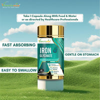 Vitaminnica Because your Health Matters Vitaminnica Iron Glycinate with Vitamin C | Pack of 60 Capsules | Healthy Iron Level for Men & Women