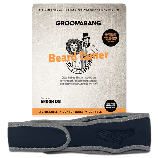 groomarang Beard Tamer Strap GROOMARANG Beard Shaper Face Strap - Prevent Bushy, Tangled, Itchy Beards and Keep Beard Oil Locked in - Black