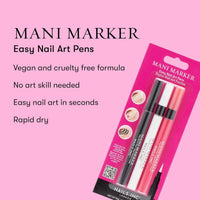 Nails Inc Nails.INC Mani Marker Trio, Easy to Use Nail Polish Art Pen With Precision Tip, Quick Drying, Cruelty Free, Vegan, Includes Bright White, Bubblegum Pink and Mascara Black