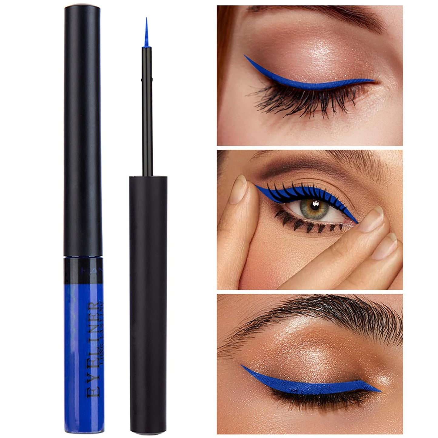 FresFresi Royal Blue Matte Liquid Eyeliner - Waterproof & Long-Lasting, Highly-Pigmented Coloured Eye Liner for Makeup - Eye Makeup Tool Essential