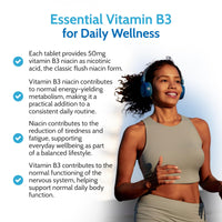 Health4All Vitamin B3 Niacin as Nicotinic Acid 50mg, 120 Tablets, Flush Effect