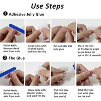 EONFAVE Square Short French False nail - 24Pcs Press on Tips with Glue - White Tip Stick on nail for Women Girls