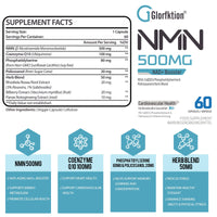 Glorfktion NAD Supplement | 750mg Advanced NAD Contains All 7 Ingredients in 1 Capsule | NAD+ Booster for Anti Aging | 60 Count Capsules (60 Count (Pack of 1))