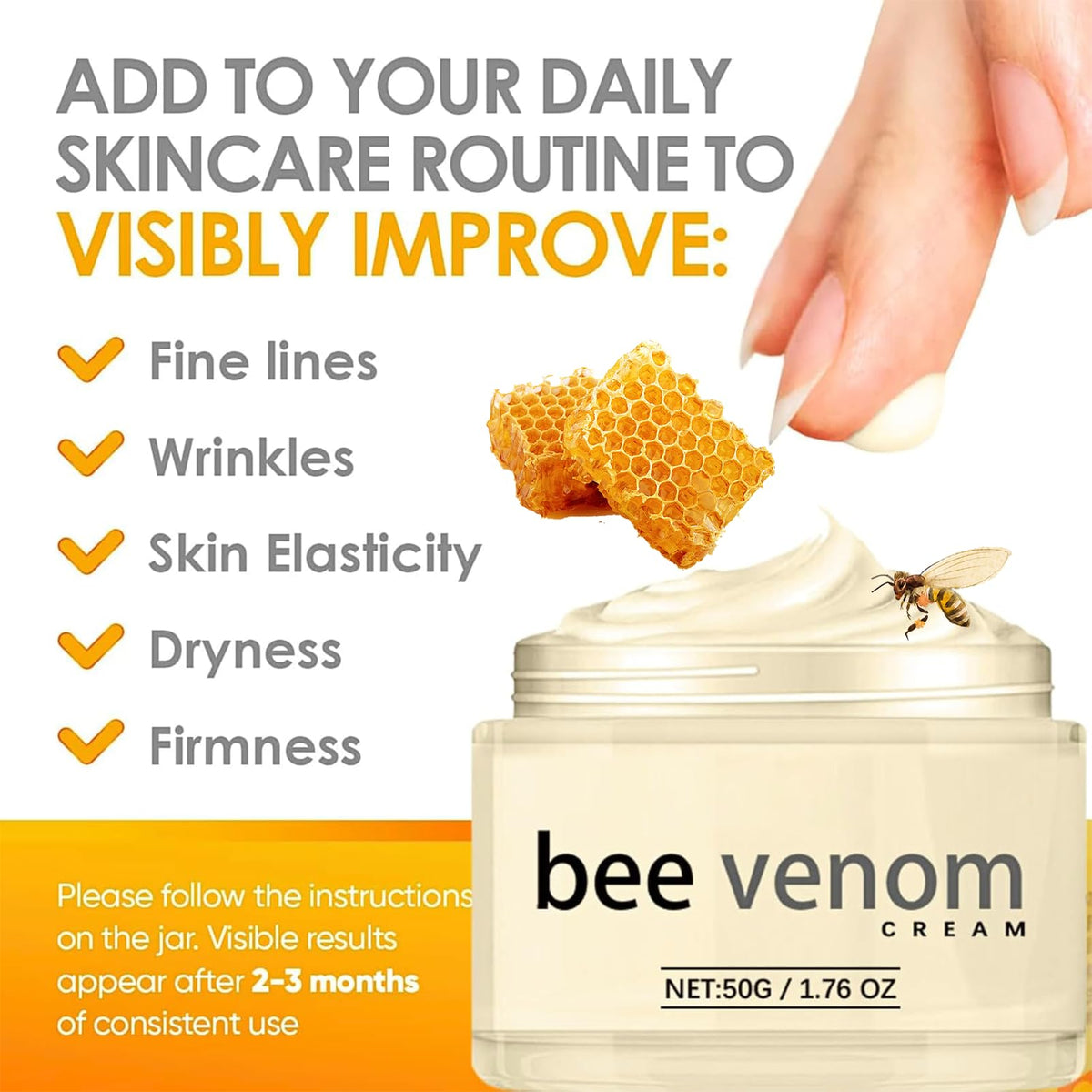ChicNana Bee Venom Anti Wrinkle Face Cream, Skin Tightening Cream for Face, Bee Venom Cream, Skin Treatment, Day and Night Moisturiser Women, Instant Wrinkle Remover, Best Wrinkle That Works