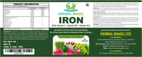Herbal Magic Iron with Vitamin C, B6 & B12 – 60 Capsules, Vegan Food Supplement for Energy & Wellness, Non-GMO