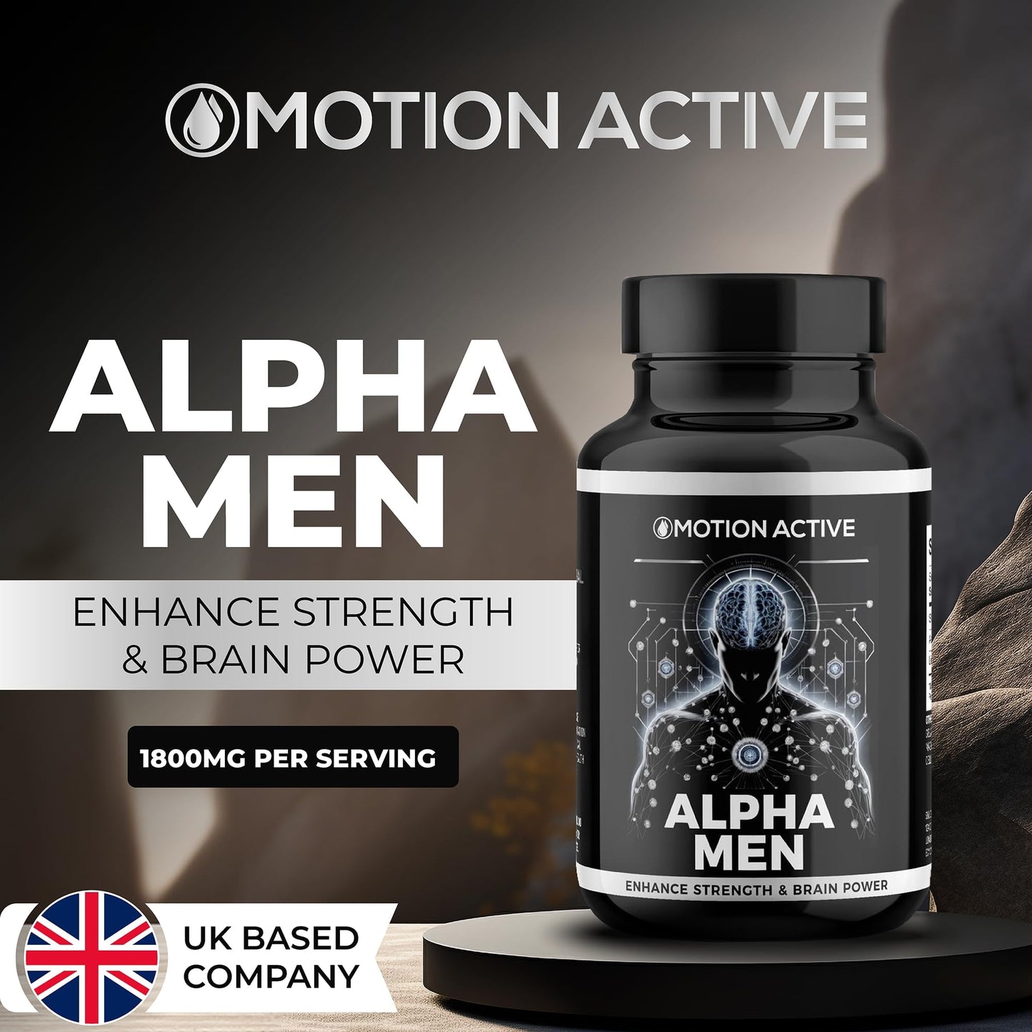 Alpha Men: Shilajit, Ashwagandha & Lion's Mane Capsules 1800mg for Peak Physical and Cognitive Performance. Premium Brain, Energy & Mood Support Blend 1800mg