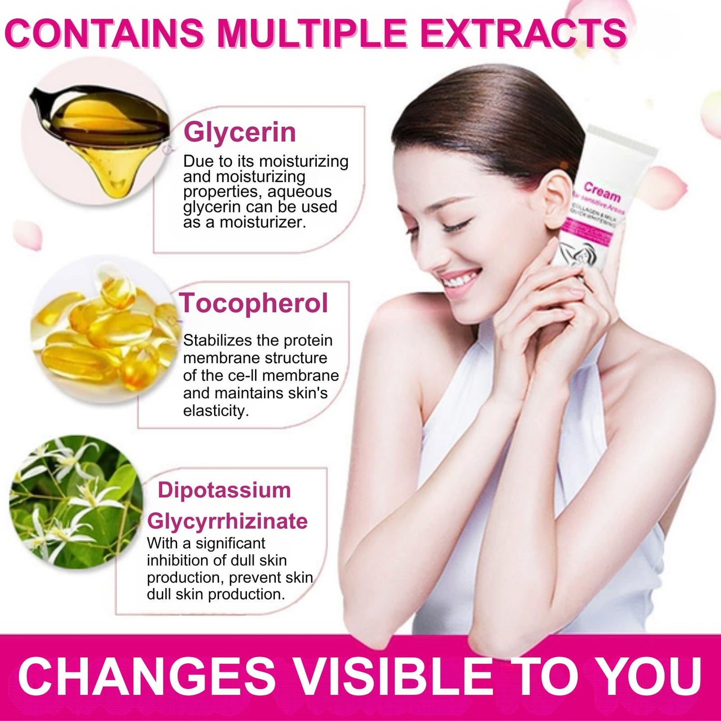 Underarm Cream-Skin Cream,Skins Creams for Sensitive Areas,Dark Spot Remover for Body,Collagen & Milk,Quickly Absorb,Korean Skin Care,50ml