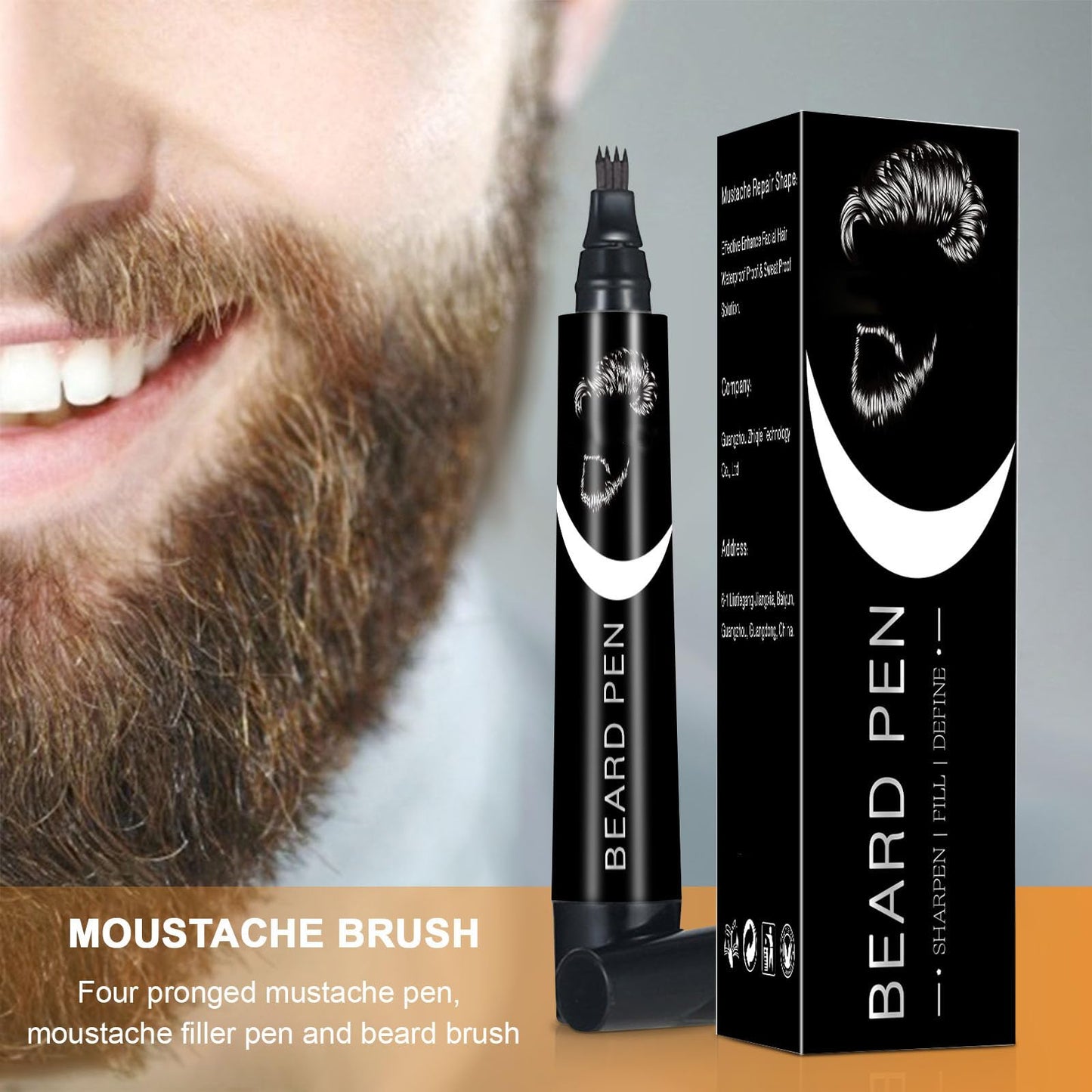 RubyTint Beard Dye for Men – Waterproof Formula with 4-Prong Tip – Helps Fill & Shape for a Natural Look Multi-Use Beard Pen Filler (black 2pcs)