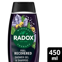 Radox Mineral Therapy Feel Recovered 2-in-1 Shower Gel & Shampoo Men's Body Wash with magnesium and a black pepper & ginger scent for a soothing experience 450 ml