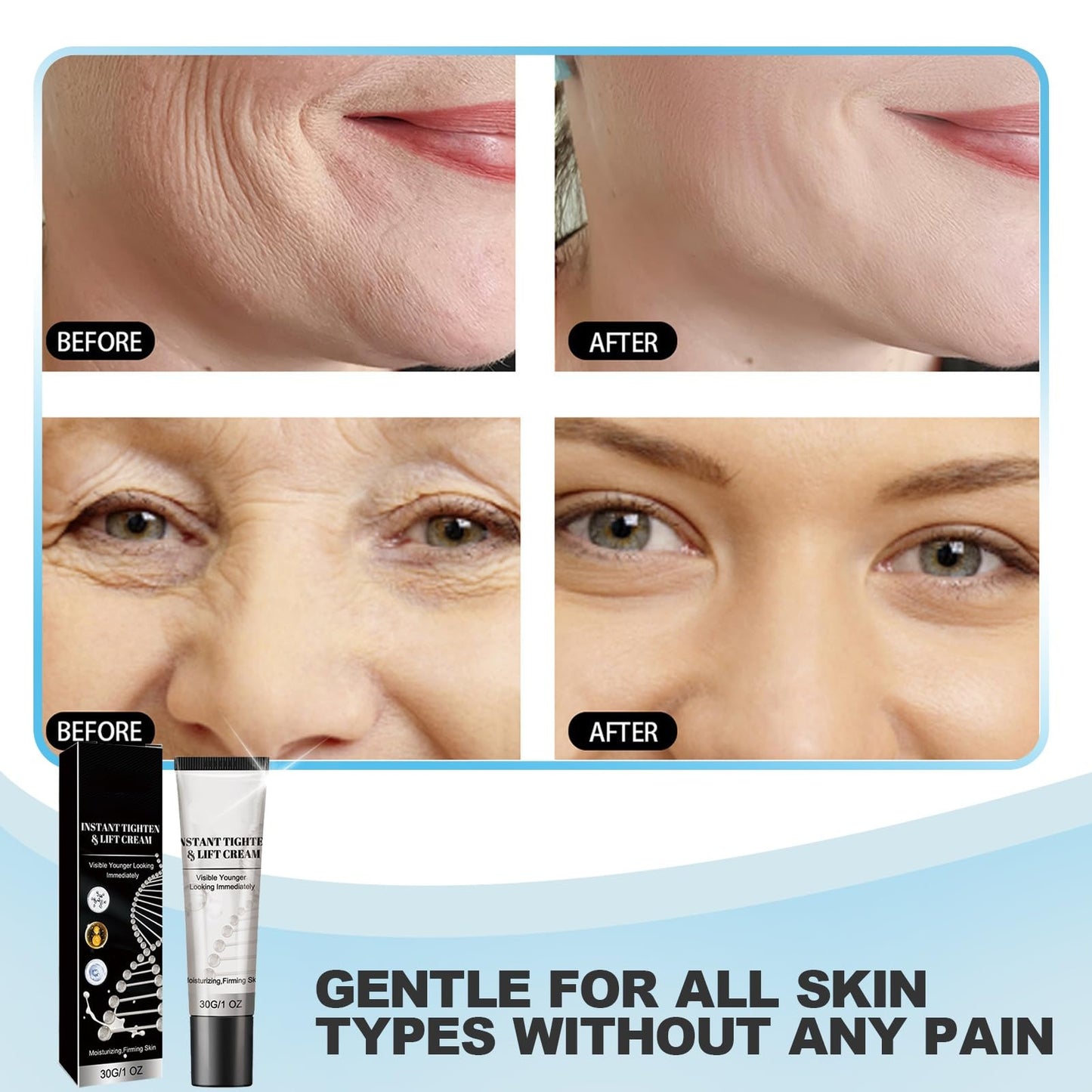 Ninnyi 3PCS Instant Face Tightening Lift Set, Lifting Serum Cream Essential Oil, Skin Firming Anti Aging Wrinkle for Women