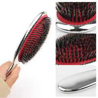 VinBee Paddle Hair Extension Brush Cushion Hair Brush Detangler Dual Bristle Design Soft Boar Bristle Nylon Brush Anti-static Comb Beauty Works Silver
