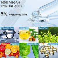 SEFUSON Hyaluronic Acid 5% + Vit E, Best Pure Hyaluronic Acid Moisturiser for Face, Anti Ageing & Anti Wrinkle Moisturiser Hyaluronic Acid Serum, Fine Lines & Sensitive Skin, Improve Age Spots（60ml）