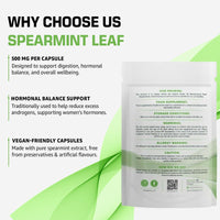 Bodygenix Spearmint Leaf Capsules - 500mg Hormonal Balance Digestive Health Fatigue & Stress Relief Support Antioxidant Formula Natural Food Supplement - 30 Capsules 1 Month Supply
