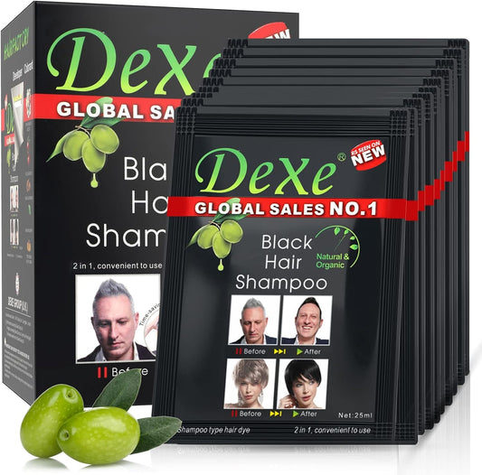 NATUREGURU Black Hair Shampoo Instant Black Natural Ingredients Hair Dye Shampoo Semi-Permanent Black Hair Color Easy to use Long lasting