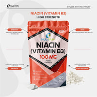 NutriVolv Nutrivolv Niacin Supplement Tablets | 100mg | Flush Formula | Pure Nicotinic Acid | Reduces Fatigue | Supports Healthy Cholesterol | Vitamin B3 for Men & Women | Vegan | Halal | Kosher | 120 Tablets