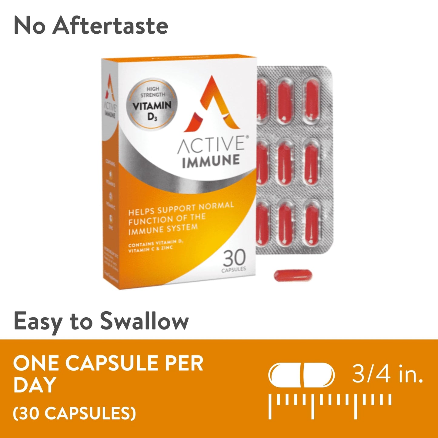 Solvotrin Active Immune | Vitamin D 2000IU | Vegan Formula | Vitamin D3 | Vitamin C & Zinc | 30 Capsules
