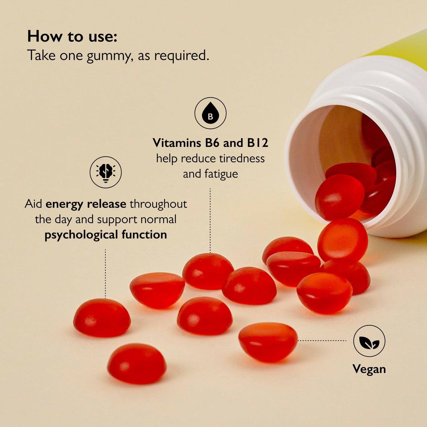 Rescue Gummies with B Vitamins (30 Pack), Contributes Towards Reduction of Tiredness and Fatigue, Vitamin B6 and B12 with Bach Flower Essences, Vegan, Orange Flavoured, 30 Gummies