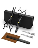 ULG Professional Hair Cutting Scissors Set – 16.5 cm Japanese Stainless Steel Barber Shears & Thinning Scissors with Comb, Clips & Case – at-Home Salon Haircut Kit for Men, Women, Kids, Black