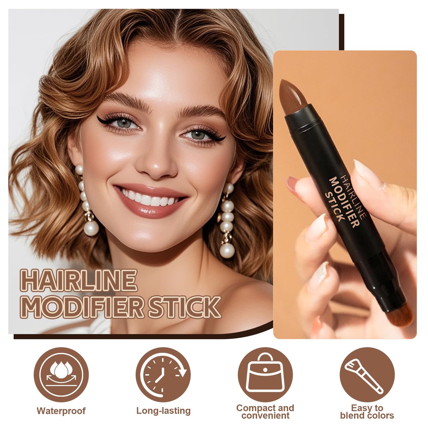 Kenmohuo Root Cover Up Stick, Double Head Root Touch Up, Instant Grey Coverage & Hair Loss Cover for Thin Hairlines & Eyebrows & Beard Line, Long Lasting Sweatproof Waterproof Quick Color (#01)