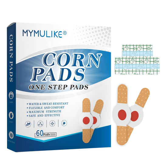 Corn Removal for Feet, 60 Count MYMULIKE Corn Plasters Relief Corn Pain, Corn Cushions for Feet, Hand, Toe for Feet Care and Wart Remover Corn Pads Foot Care