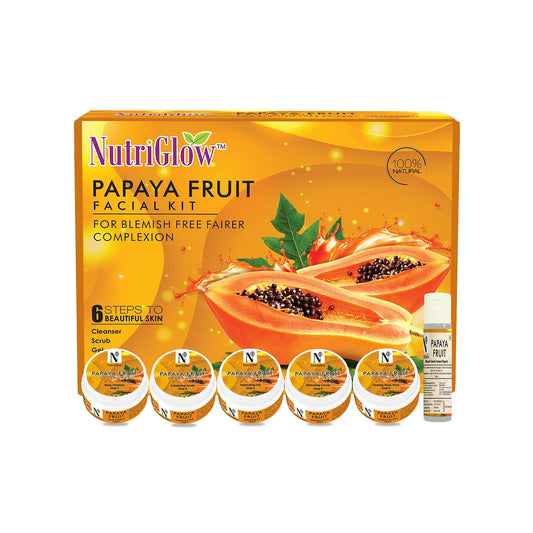 NUTRIGLOW Papaya Face Kit For Clearer, Blemish-Free Skin Moisturized And Brighter Skin, Fresh Appearance, All Skin Types, 260gm