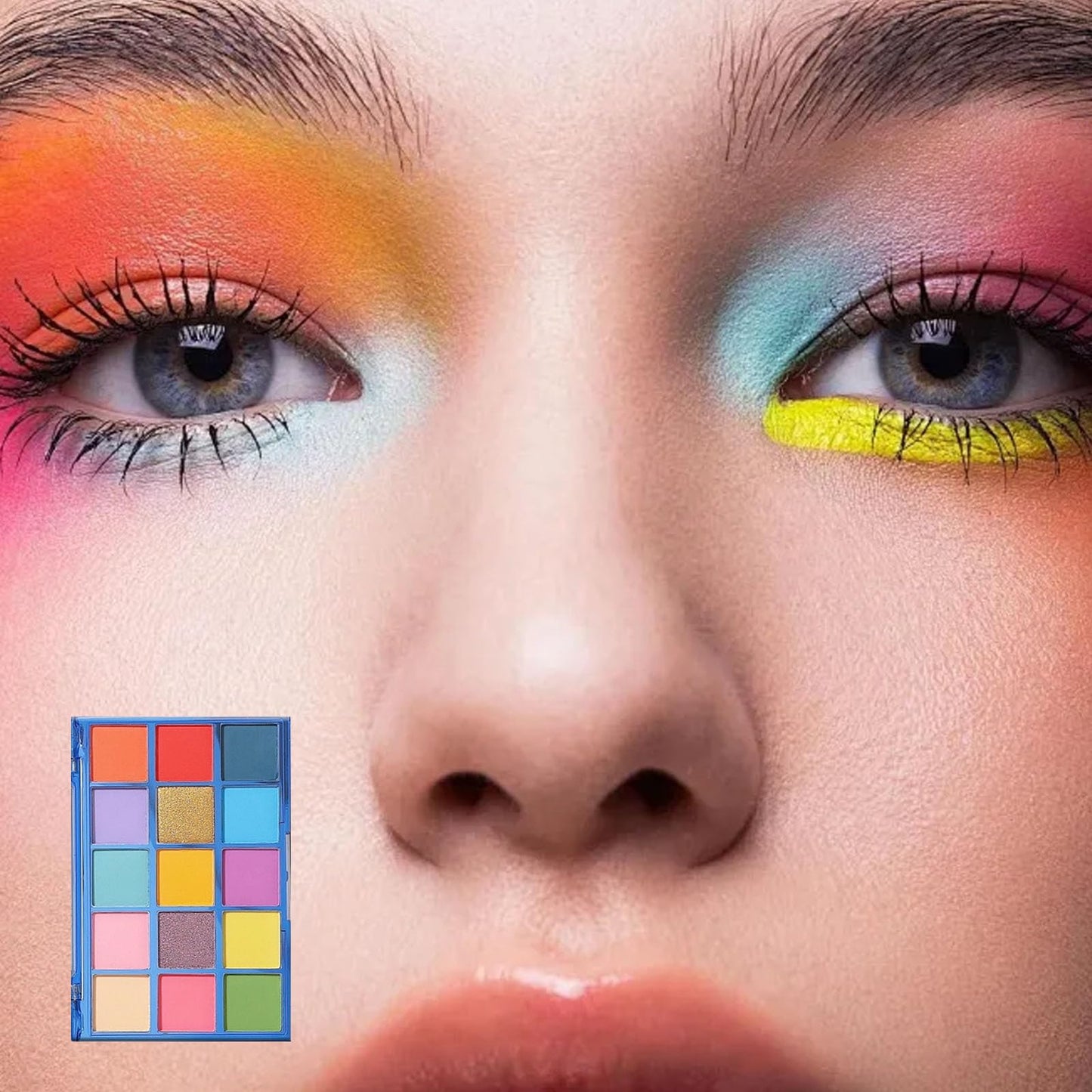 15 Colour Eyeshadow Palette, Matte Rainbow Colorful Eye Shadow Red Green Yellow Blue Shimmering Make up Palettes Highly Pigmented Long Lasting Waterproof, Gifts for Women Christmas for Party Festival