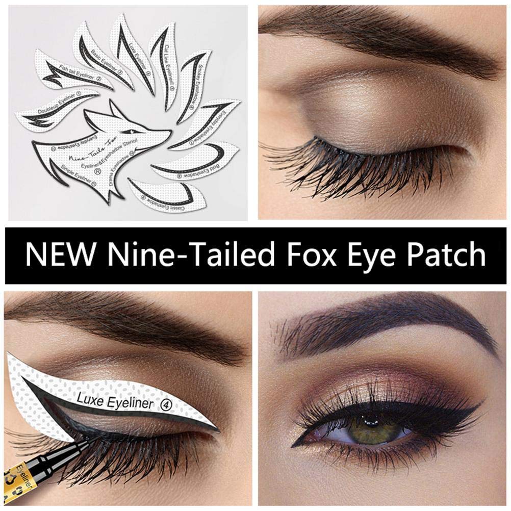Kagodri Eye Makeup Template Stickers, 24pcs Template Eye Makeup Tools, Nine-tailed Fox Eyeshadow Eyeliner Makeup Tools