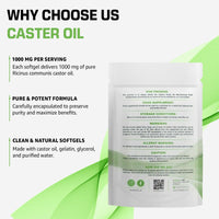 Bodygenix Castor Oil 1000mg Softgel - Supports Immune System Skin Hair Health Joint Wellness Relief Natural Health Supplement - 30 Softgels, 1 Month Supply