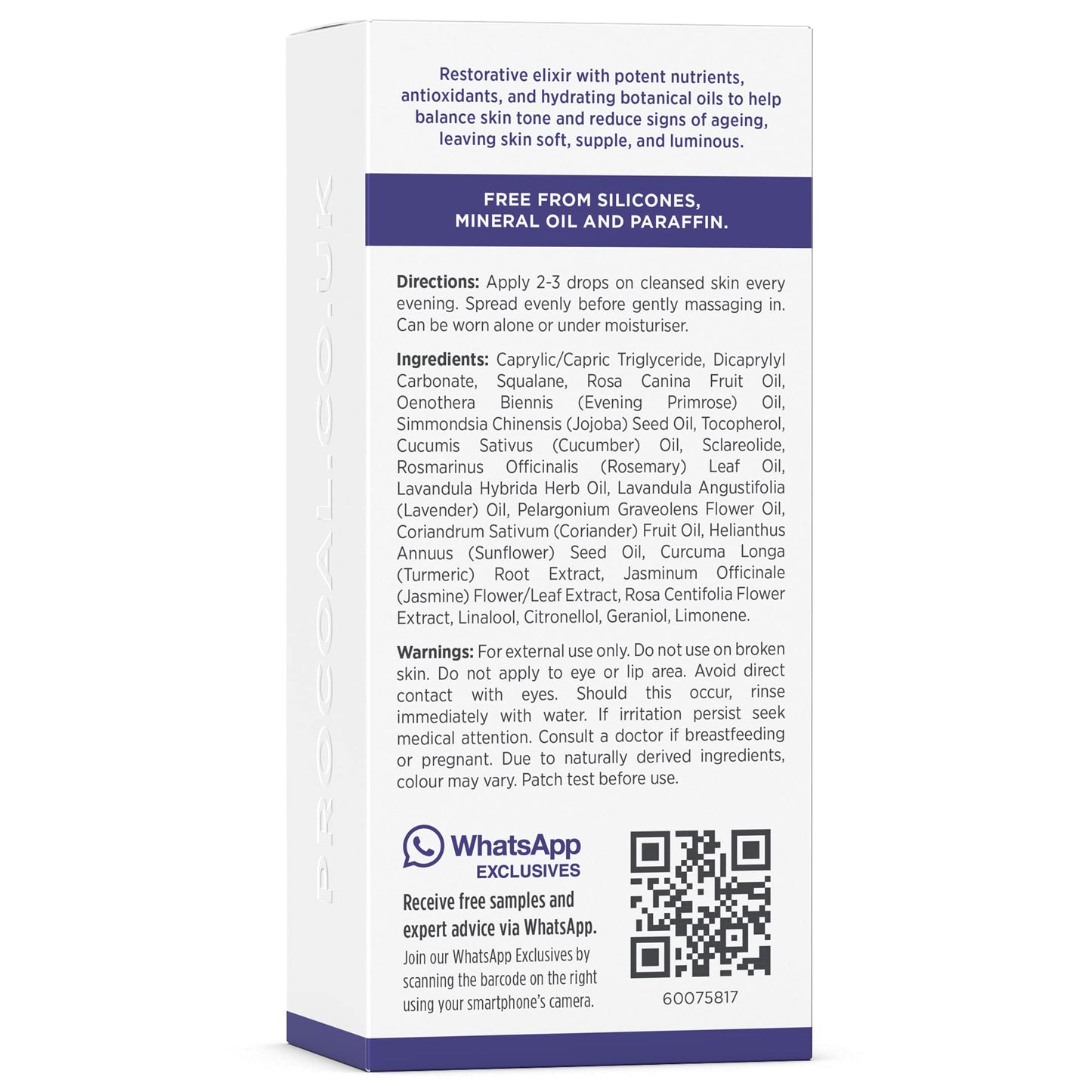 PROCOAL Face Oil, Midnight Rescue Elixir Face Oil Serum 30ml by Procoal - Anti Ageing Face Serum For Soft, Supple, and Glowing Skin, Rosehip Face Oil, Evening Primrose & Squalane, Made in UK