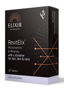 ELIXIR NUTROLOGY RevitElix™ 30 Tablets – Multivitamin for Hair, Skin & Nails with Biotin, Vitamin C, Vitamin E, Zinc & More, Vegetarian Friendly. Made in The UK