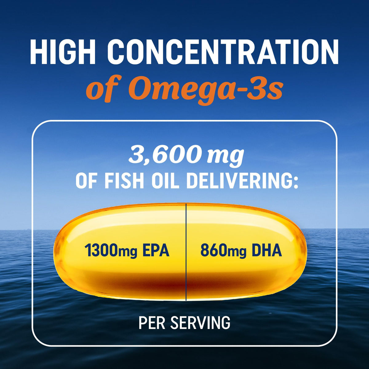 MAV NUTRITION Triple Strength Omega 3 Fish Oil 3600 mg | EPA & DHA | Over 2100mg Omega-3 Fatty Acids | 1300mg EPA + 860mg DHA | Best Essential Fatty Acids | Premium Wild Caught & Burpless Fish Oil | 120 Ct