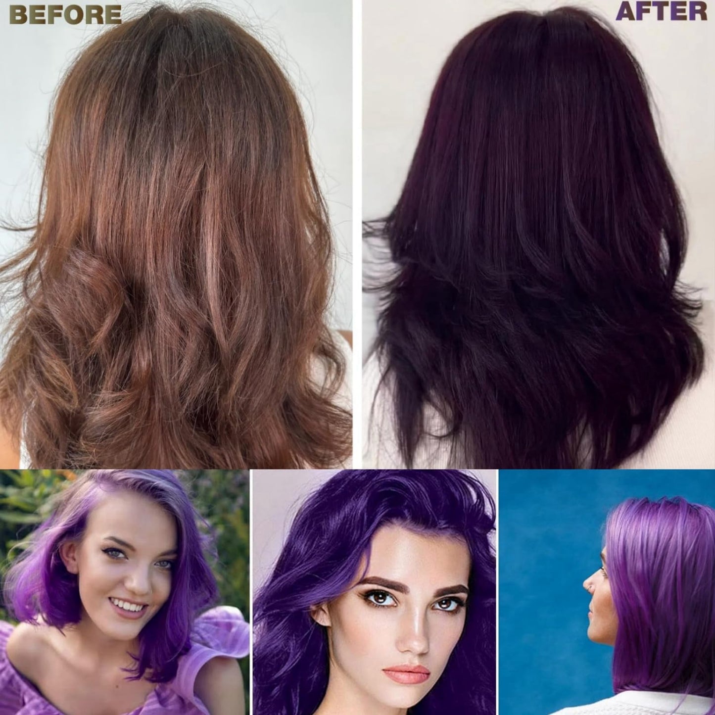 Ruojiar Instant Colour Shampoo,Hair Color Shampoo,Hair Dye Shamp/oo 3 in 1,Gentle Formula for Gray Ha/ir Coverage,Easy to Use,Plant-Based Instant Dye,Long-Lasting,Herbal Ingredients,Quick and Easy,Purple