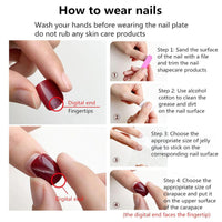 NLFOX Press On Nails Short - French Tip False Nails Almond - 24PCS Rainbow French Summer Fake Nail in 12 Sizes - Reusable Stick on Nails for Women