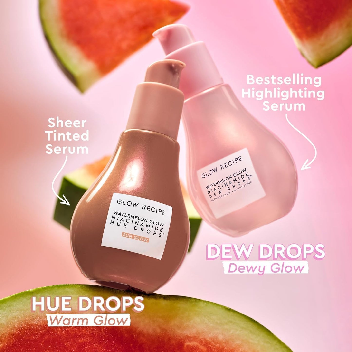 Glow Recipe Watermelon Niacinamide Dew Drops, Travel Size, Korean Niacinamide Serum Drops, Hydrating Face Serum + Primer & Liquid Highlighter, Hyaluronic Acid, Dewy Glow (15ml)