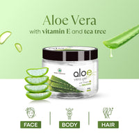 KORUS ESSENTIAL Pure Aloe Vera Gel With Vitamin E and Tea Tree | For Skin and Hair - 200g Pack