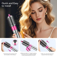 SAZIKA Large Round Volumizing Brush for Dyson Airwrap Styler, Nickel/Fuchsia Big Round Brush Volumizer Attachment for or Dyson Airwrap HS01 HS05 HS08, Smooth Hair,Volumizing and Curly Styling