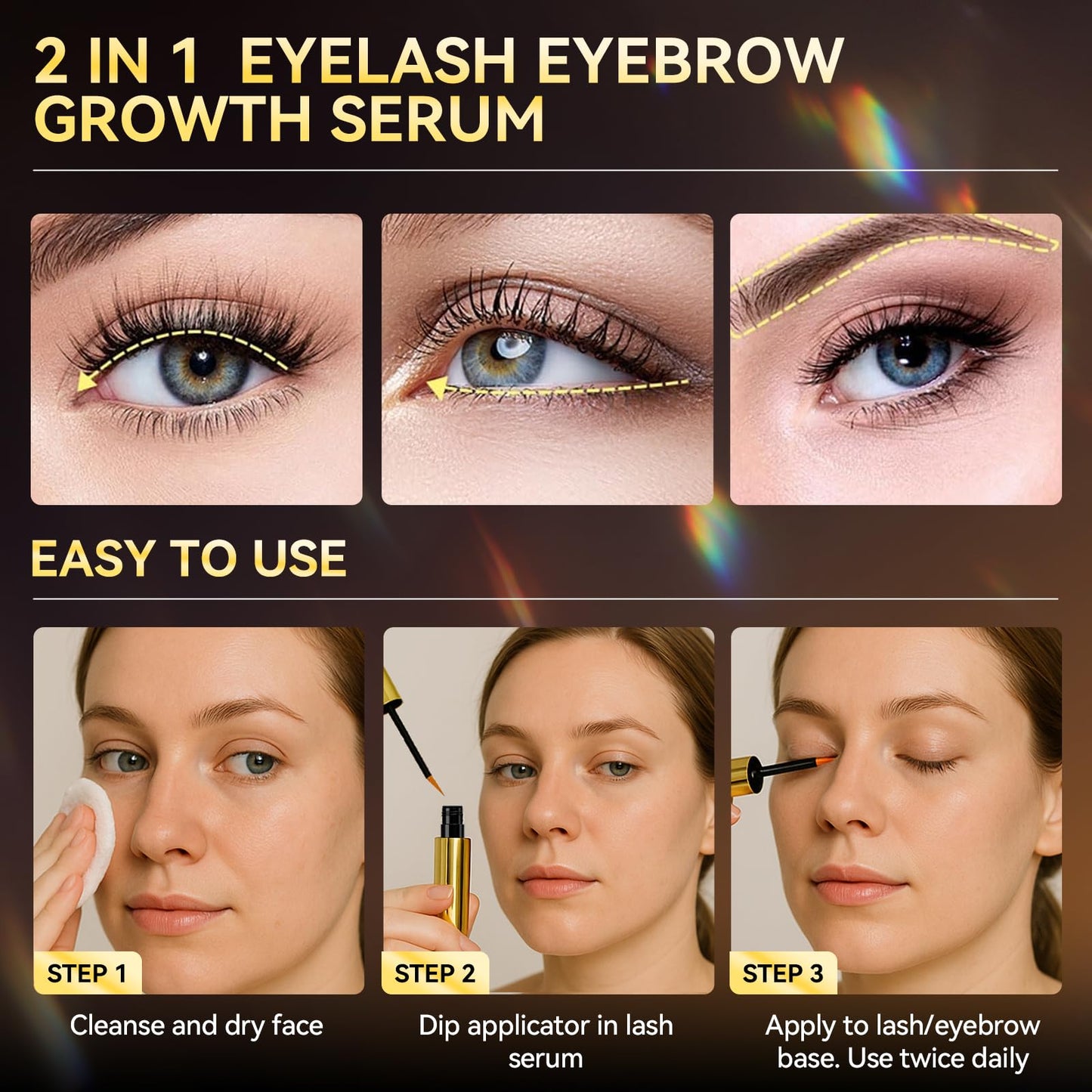 LANBENA Eyelash Growth Serum - Eye Lash Enhancing Serum Natural Nourishment for Fuller, Longer Lashes & Defined Brows | 3mL/0.10 fl oz - Cold-Pressed Formula, Vegan & Cruelty-Free