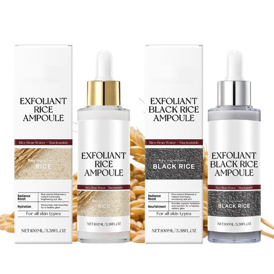 ISBEAUSOLS White & Black Rice Face Exfoliator Duo Set-Exfoliating Face Scrub-Blackhead Remover For All Skin Types-Chemical Peel for Hydrating, Blackhead Remover, Acne Treatment, and Smooth Skin