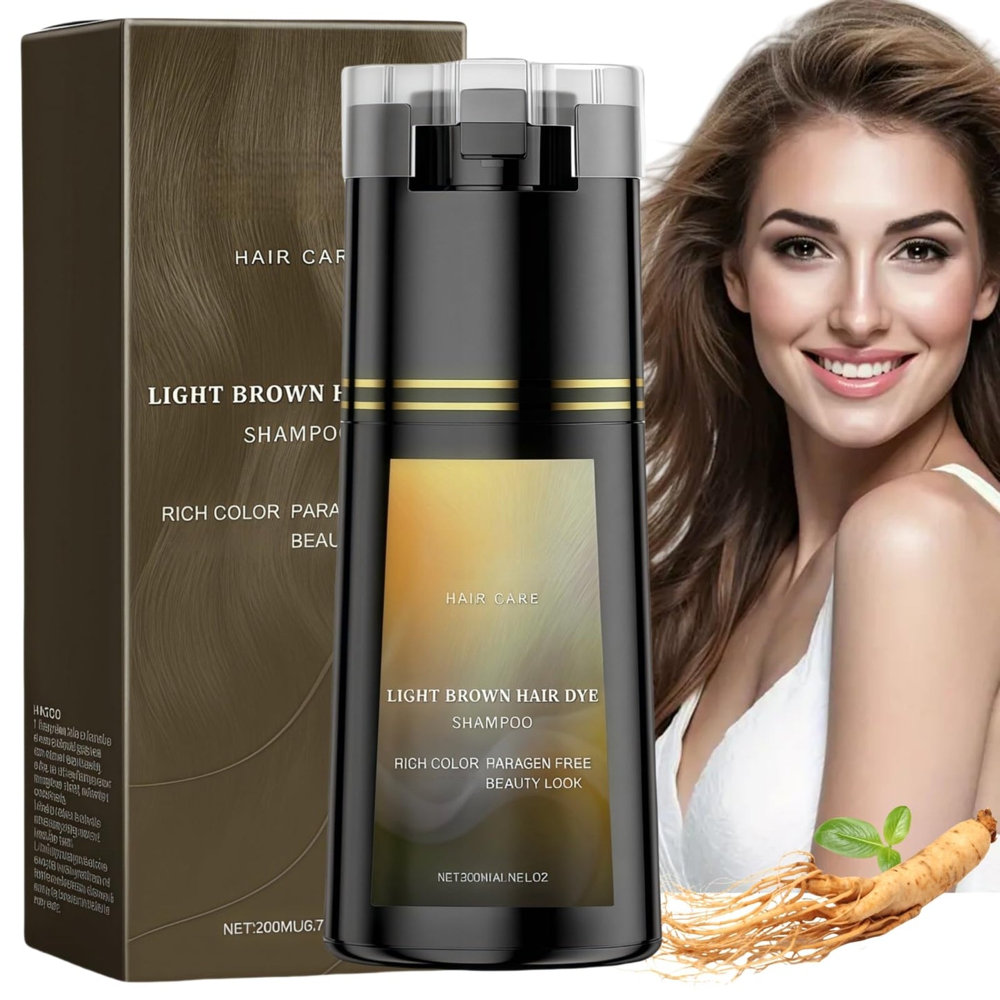 Siyinzu Polar Hair Dye Shampoo,Hair Dye Shampoo,Polar Instant Ha-ir Dy-es Sham-poo,Ha-ir Colour Sham-Poo Care,3 In 1 Sha-mpoo for Grey H-air,Colour Shamp-oo to Cover Grey Ha-ir,Anti Gre-y Sha-mpoo,Light Brown