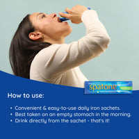 Spatone Natural Iron Supplement + Vitamin C (14 Sachets), Daily Convenient Liquid Iron Sachets, Nothing Artificial, Better Absorption than Tablets, Less Side Effects, Apple Flavour