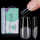 TOMICCA Soft Gel Nail Tips, 240PCS Clear Half Matte Full Cover Nail Tips for Nail Extensions, Pre-Buff No File Nail Tips Traceless for Nail Art Salon and Home DIY, 12 Sizes-MEDIUM SQUARE