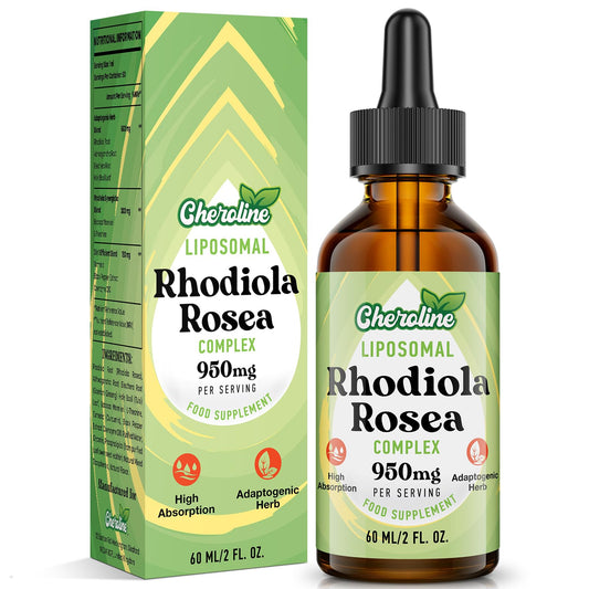 Cheroline Liposomal Rhodiola Rosea 950MG, 9-in-1 Rhodiola Rosea Drops 180 ml, Rhodiola Root Extract Liquid, Vegan Adaptogenic Herb Supplement for Energy, Stress & Mood (Pack of 3)