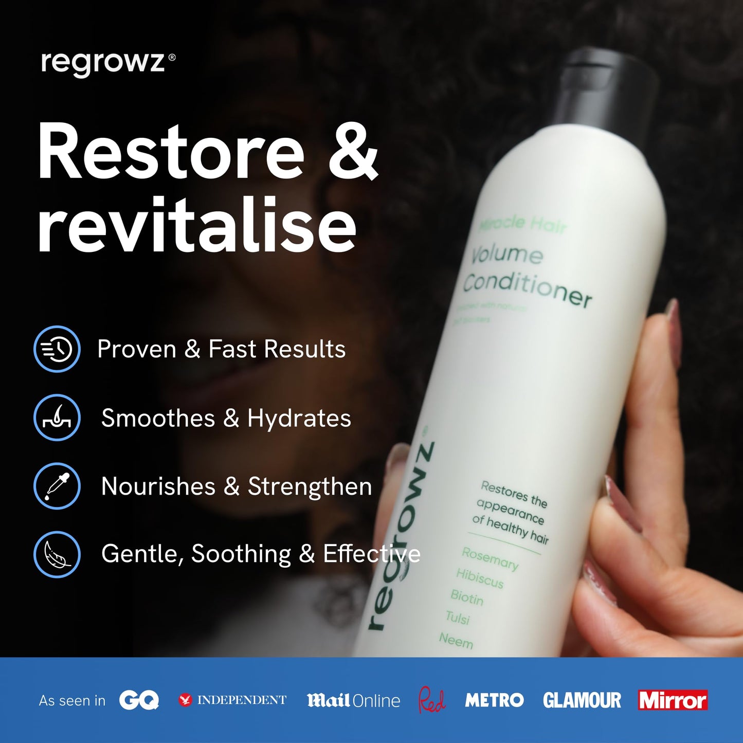 Regrowz Refresh & Balance Kit – Sulphate-Free Shampoo & Conditioner Set with Scalp Massager – Thickening Shampo, Volume Conditioner & Massage Brush, Scalp Treatment for Men & Women | Hair Care Bundle