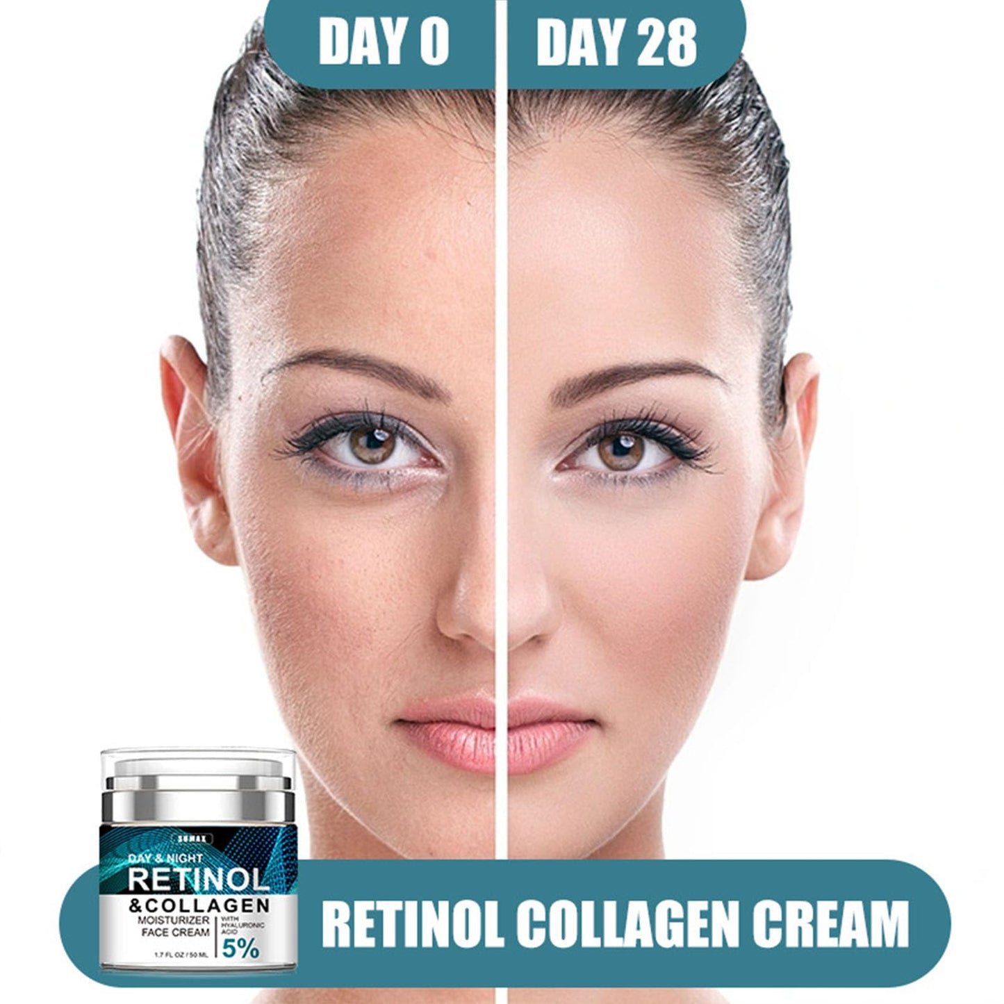 Advanced Retinol Collagen Cream for Face with 5% Hyaluronic Acid Anti-Aging Retinol Cream Anti-Wrinkle Reduce Fine Lines Lifting and Firming Cream 24-Hour Facial Care Suitable For Most Skin Types 50ml