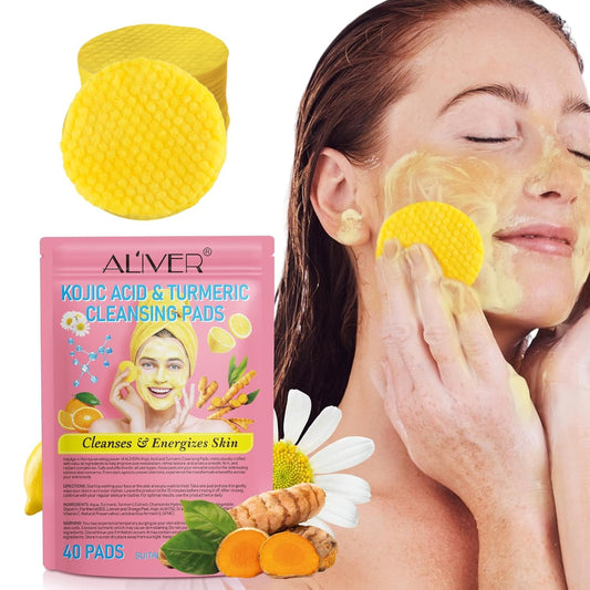 Generic Turmeric Kojic Pads, Natural Turmeric & Kojic Acid Pads Cleansing Pads, 40PCS Turmeric Cleansing Pads for Dark Spots, Balance Skin Oil And Water, Turmeric & Kojic Acid Exfoliating Pads (40PCS)