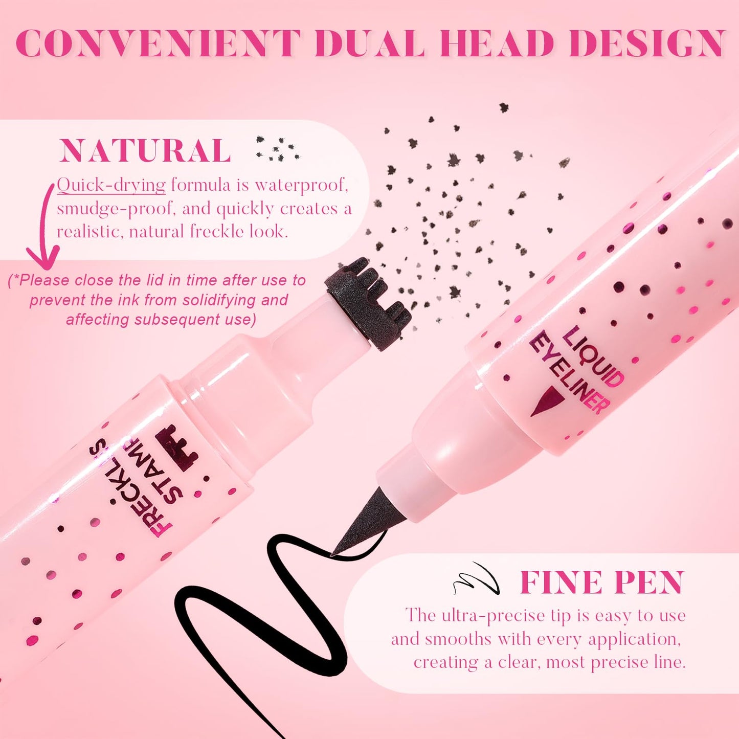 Prreal Eyeliner Freckle Pen,2 in 1 Freckle Stamp and Liquid Eyeliner,03