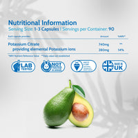 Health4All Potassium Citrate 740mg per Capsule, 90 Vegan Capsules, High Elemental K+