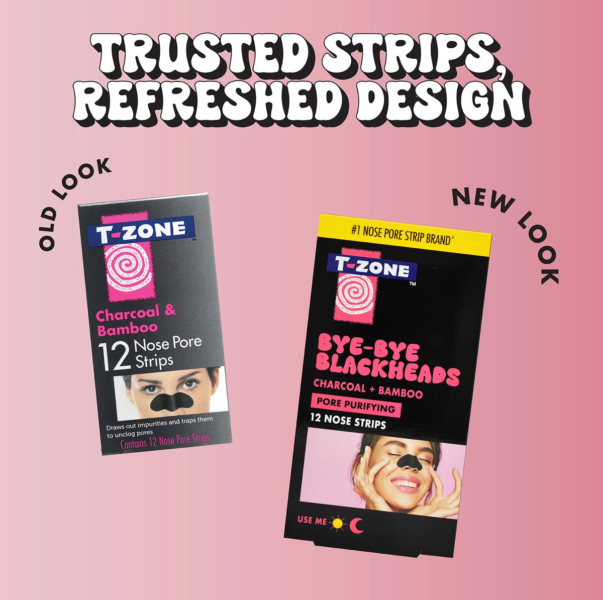 T-Zone Charcoal & Bamboo Nose Pore Strips (12 Pack) - Deep Cleansing Blackhead Remover Strips, Unclogs Pores, Removes Oil & Impurities for Clearer, Smoother Skin