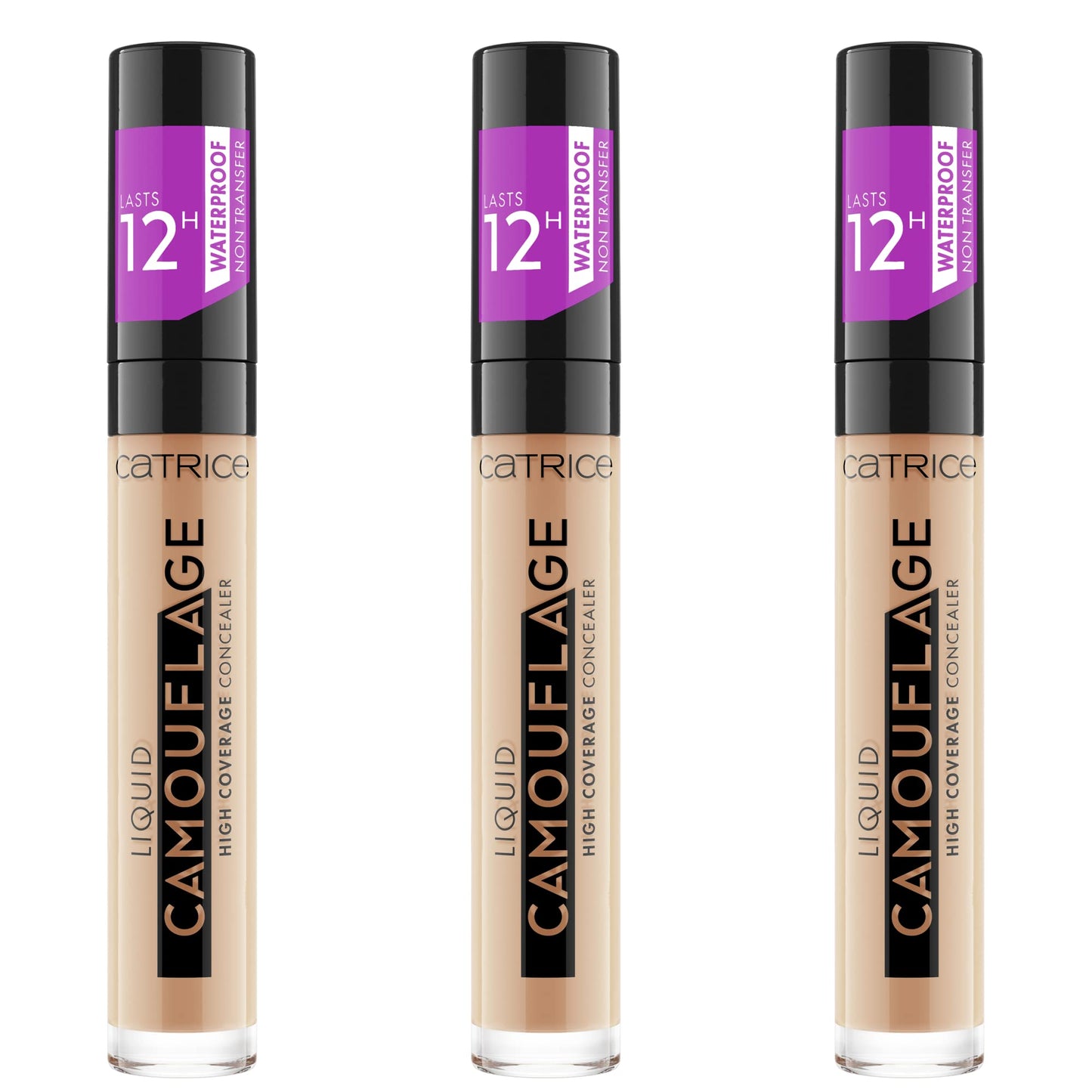 CATRICE Catrice Liquid Camouflage High Coverage Concealer, Concealer, 12 Hours, No. 015 Honey, Nude, for Combination Skin, Oil-Free, Waterproof, Alcohol-Free, Pack of 3 (3 x 5 ml)